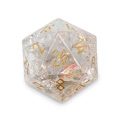 SHATTERED K9 RAINBOW GLASS - GOLD FONT BOULDER 30MM GLASS DICE